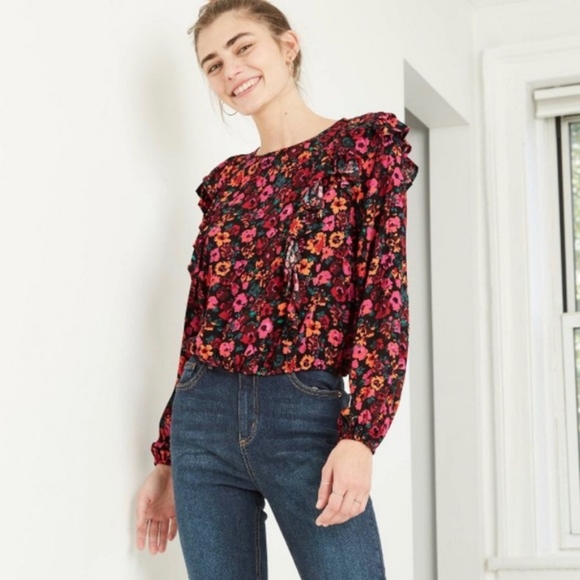 wild fable Tops - Wild Fable Cropped Floral Ruffle Top Plus Size 3x NWT